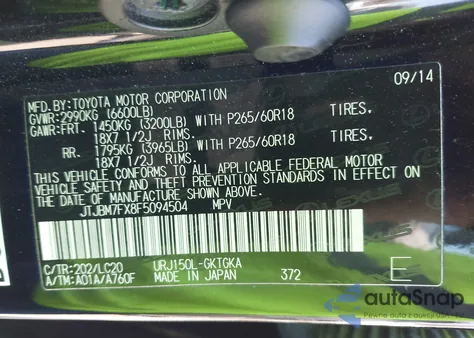 2015 Lexus Gx 460 from USA, damaged, VIN JTJBM7FX8F5094504